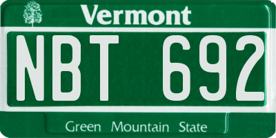 VT license plate NBT692