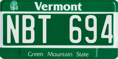 VT license plate NBT694