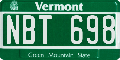 VT license plate NBT698