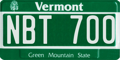 VT license plate NBT700
