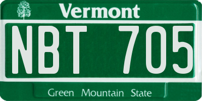 VT license plate NBT705