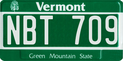 VT license plate NBT709