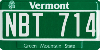 VT license plate NBT714
