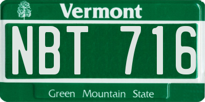 VT license plate NBT716