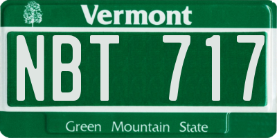 VT license plate NBT717
