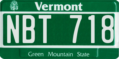 VT license plate NBT718