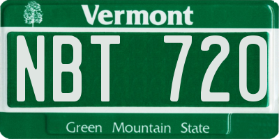 VT license plate NBT720