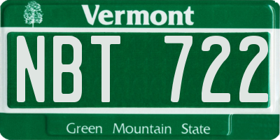 VT license plate NBT722