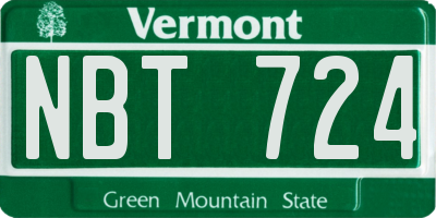 VT license plate NBT724
