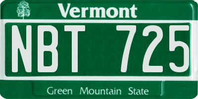 VT license plate NBT725