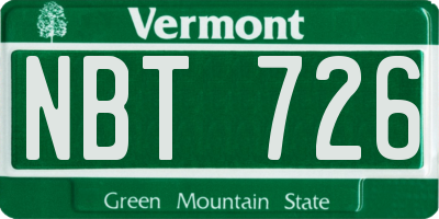 VT license plate NBT726