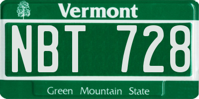 VT license plate NBT728