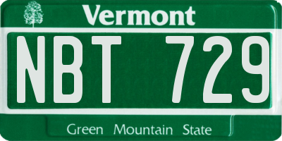VT license plate NBT729