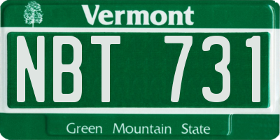 VT license plate NBT731