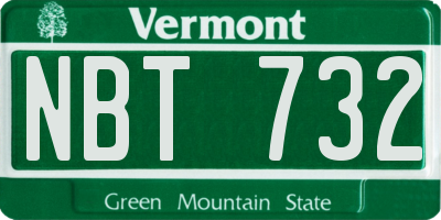 VT license plate NBT732