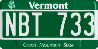 VT license plate NBT733