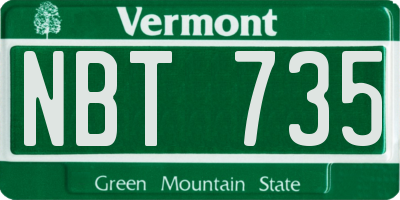 VT license plate NBT735