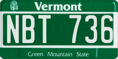 VT license plate NBT736