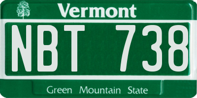 VT license plate NBT738