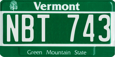VT license plate NBT743