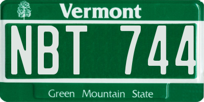VT license plate NBT744