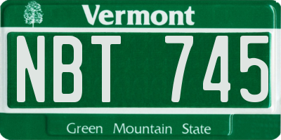 VT license plate NBT745