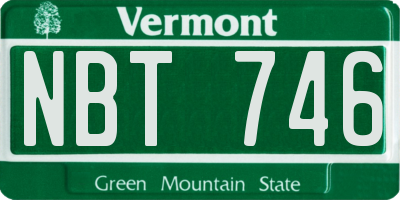 VT license plate NBT746