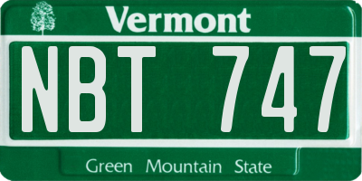 VT license plate NBT747