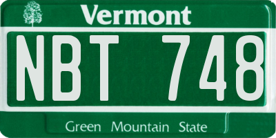 VT license plate NBT748