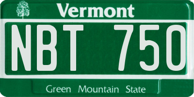 VT license plate NBT750