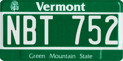 VT license plate NBT752