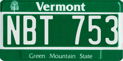 VT license plate NBT753
