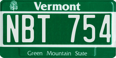 VT license plate NBT754