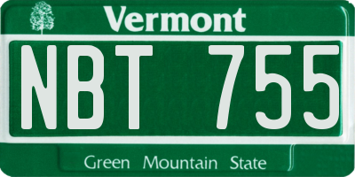 VT license plate NBT755