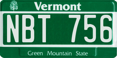 VT license plate NBT756