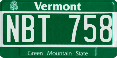 VT license plate NBT758