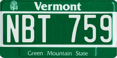 VT license plate NBT759