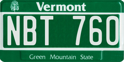 VT license plate NBT760