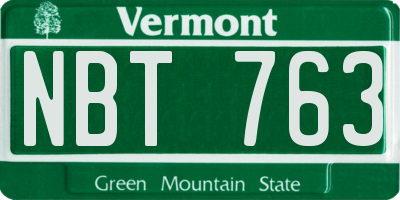 VT license plate NBT763