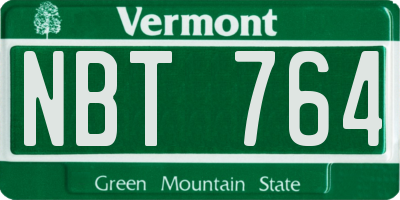 VT license plate NBT764