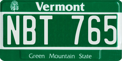 VT license plate NBT765