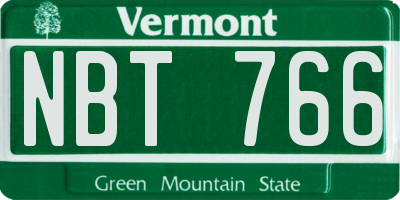 VT license plate NBT766