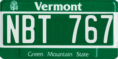 VT license plate NBT767