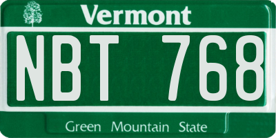 VT license plate NBT768