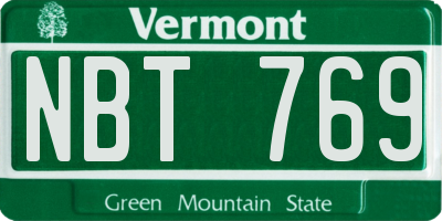 VT license plate NBT769