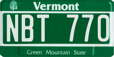 VT license plate NBT770