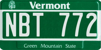 VT license plate NBT772