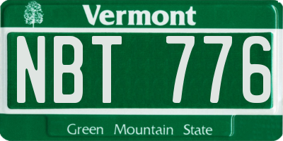 VT license plate NBT776