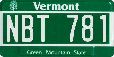 VT license plate NBT781