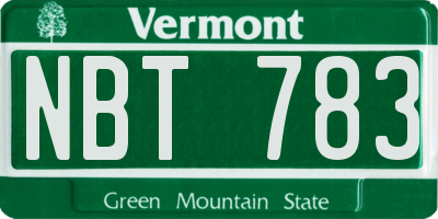 VT license plate NBT783